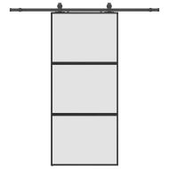 Плъзгаща се врата с комплект обков Черно 90x205 cm