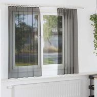 Пердета от воал с прът джобове, 2 бр, черно