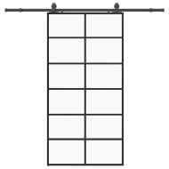 Плъзгаща се врата с механизъм черна 102x205 см ESG стъкло