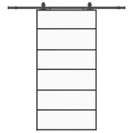 Плъзгаща се врата с механизъм черна 102x205 см ESG стъкло