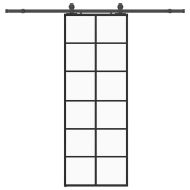 Плъзгаща се врата с обков черна 76x205 см ESG стъкло