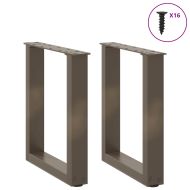 Крака за масичка за кафе, U-образни, 2 бр., естествена стомана, 28 x (42-43) см, стомана