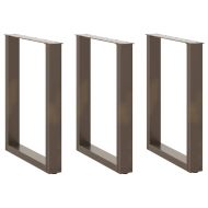 Крака за трапезна маса, U-образни, 3 бр., естествена стомана, 70 x (72-73) см, стомана