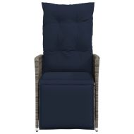 Градински стол с възглавници, сив, полиратан