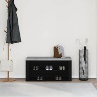 Пейка за обувки, черен дъб, 100x35x45 см, инженерно дърво