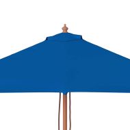 Градински чадър с дървен прът, син, 150x200 см