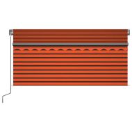 Ръчно прибиращ се сенник с щора и LED 3,5x2,5 м оранжево-кафяв