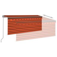 Ръчно прибиращ се сенник с щора и LED 3,5x2,5 м оранжево-кафяв
