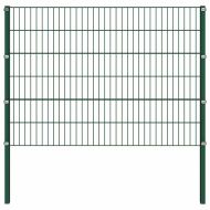 Ограден панел с железни стълбове, 867x120 см, зелен