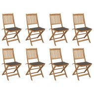 Сгъваеми градински столове с възглавници 8 бр акация масив