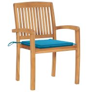 Стифиращи градински столове с възглавници 8 бр тик масив