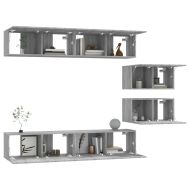 Комплект ТВ шкафове от 6 части, сив сонома, инженерно дърво