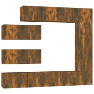 Комплект ТВ шкафове от 7 части, опушен дъб, инженерно дърво