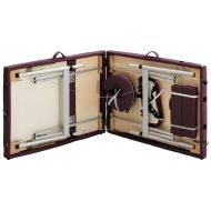 Сгъваема масажна кушетка, 3 зони, алуминий, виненолилава