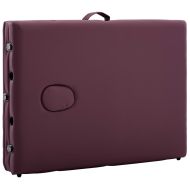 Сгъваема масажна кушетка, 3 зони, алуминий, виненолилава