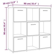 Библиотека, кафяв дъб, 90x30x90 см, инженерно дърво