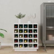 Шкаф за вино, бял, 55,5x34x61 см, борово дърво масив