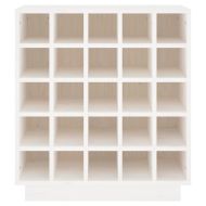 Шкаф за вино, бял, 55,5x34x61 см, борово дърво масив