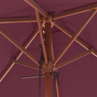 Градински чадър с дървен прът, 150x200 см, бордо червен