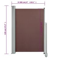 Прибираща се дворна странична тента, 120x300 см, кафява