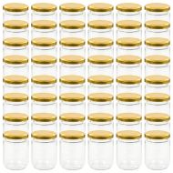 Стъклени буркани за сладко със златисти капачки, 48 бр, 230 мл