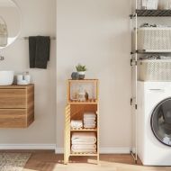 Шкаф за баня с рафт 36x33x87 см бамбук