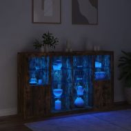 Сайдборди с LED осветление, 3 бр, опушен дъб, инженерно дърво