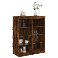 Сайдборд с LED светлини, oпушен дъб, 81x37x100 см