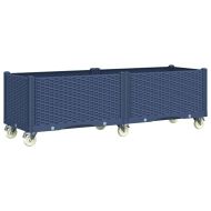 Градинска кашпа с колелца, синьо сив, 160x50x54 см, PP