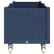 Градинска кашпа с колелца, синьо сив, 160x50x54 см, PP