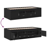 Дневно легло с чекмеджета, без матрак, черно, 90x190 см