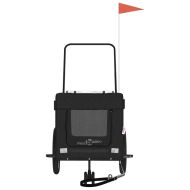 Ремарке за колело за любимци черно Оксфорд плат и желязо