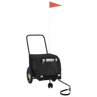 Ремарке за колело за любимци черно Оксфорд плат и желязо