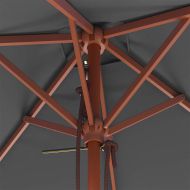 Градински чадър с дървен прът, 150x200 см, антрацит