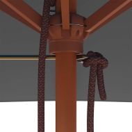 Градински чадър с дървен прът, 150x200 см, антрацит