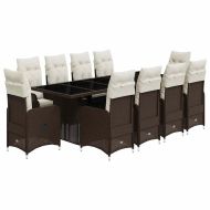 Градински бистро комплект с възглавници 11части кафяв полиратан