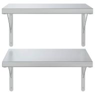 Стенни рафтове 2 бр 50x40 см сребристи неръждаема стомана