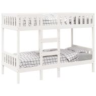 Двуетажно легло, бяло, 75x190 см, борово дърво масив