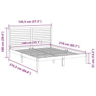 Рамка за легло без матрак, бял, 140x210 см, масивна дървесина