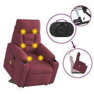 Електрически изправящ масажен реклайнер виненочервен текстил