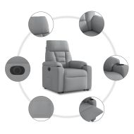 Електрически изправящ реклайнер стол, светлосив, текстил