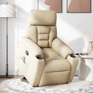 Изправящ масажен реклайнер стол, кремав, текстил