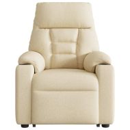 Изправящ масажен реклайнер стол, кремав, текстил