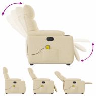 Изправящ масажен реклайнер стол, кремав, текстил