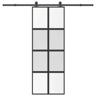 Плъзгаща се врата с обков 76x205 см Закалено стъкло&Алуминий