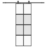 Плъзгаща се врата с комплект обков Черно 76x205 cm