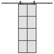Плъзгаща се врата с обков черна 76x205 см ESG стъкло
