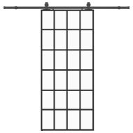 Плъзгаща се врата с обков черна 90x205 см ESG стъкло