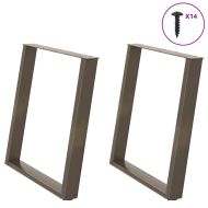 Крака за трапезна маса, U-образни, 2 бр., естествена стомана, 80 x (72-73) см, стомана