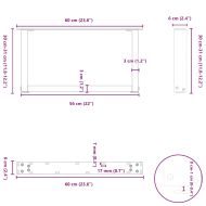 Крака за масичка за кафе, U-образни, 2 бр., естествена стомана, 60 x (30-31) см, стомана